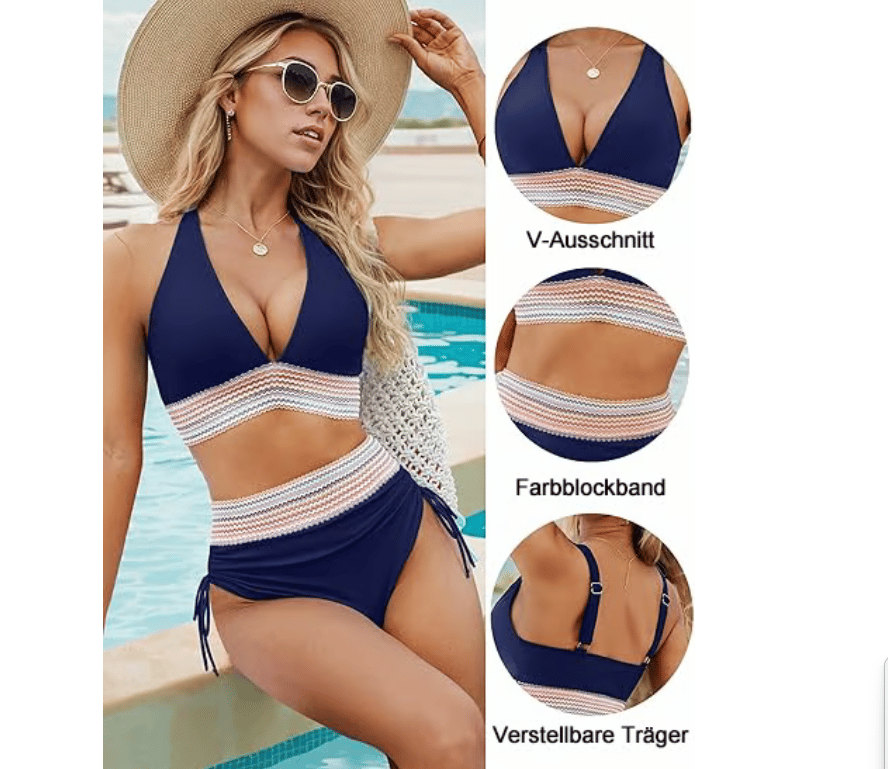 💖💃2025 Bikini-Sets mit hoher Taille und Bauchkontrolle im Farbblock-Design