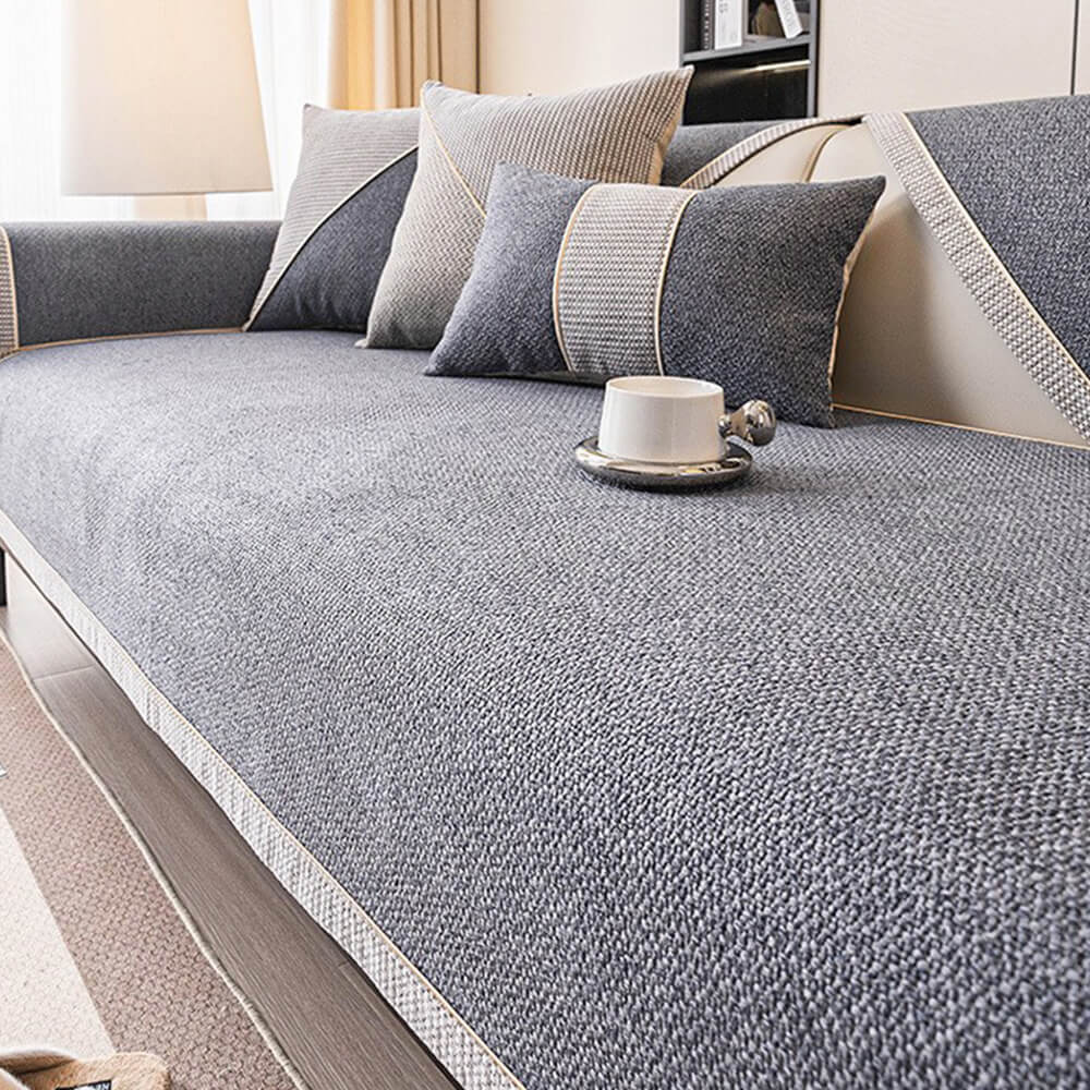 Atmungsaktive gewebte Baumwoll-Leinen rutschfeste Sofa-Abdeckung