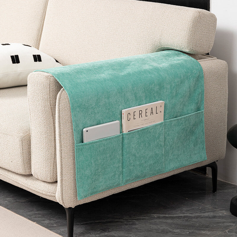 Chenille Antikratzer Sofa-Armlehnenbezug Zeitschriftenhalter