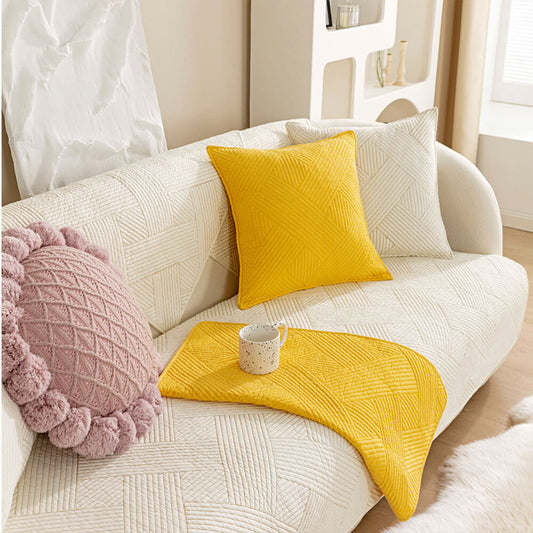 Minimalistischer Ganzjähriger Einfarbiger Baumwoll-Quilt mit geometrischem Muster Rutschfester Couch-Abdeckung