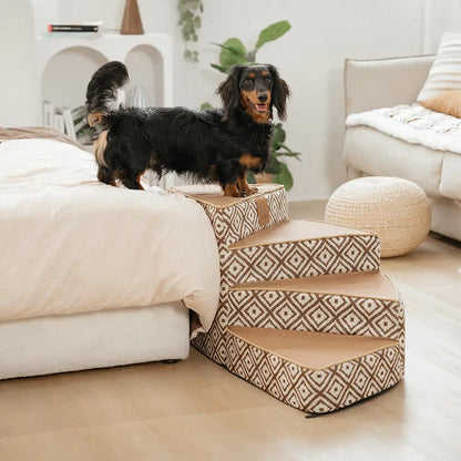 Boho Jacquard Anti-Rutsch Abnehmbare Schwamm Spiral Haustier Treppen – StepEase