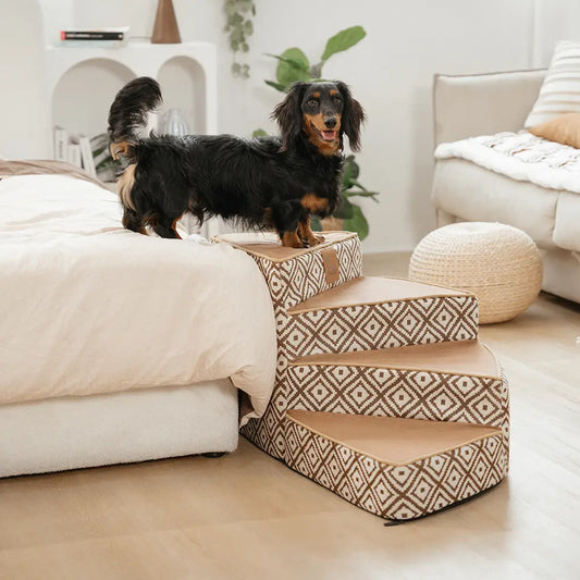 Boho Jacquard Anti-Rutsch Abnehmbare Schwamm Spiral Haustier Treppen – StepEase