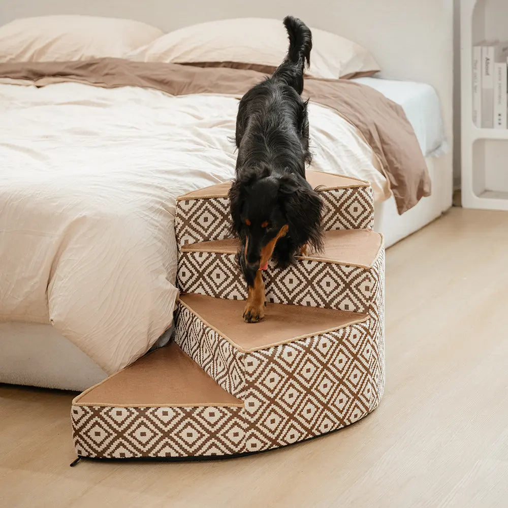 Boho Jacquard Anti-Rutsch Abnehmbare Schwamm Spiral Haustier Treppen – StepEase