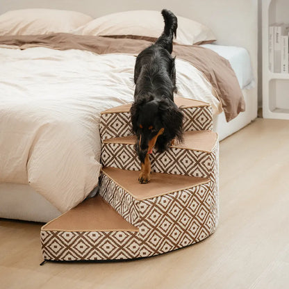 Boho Jacquard Anti-Rutsch Abnehmbare Schwamm Spiral Haustier Treppen – StepEase
