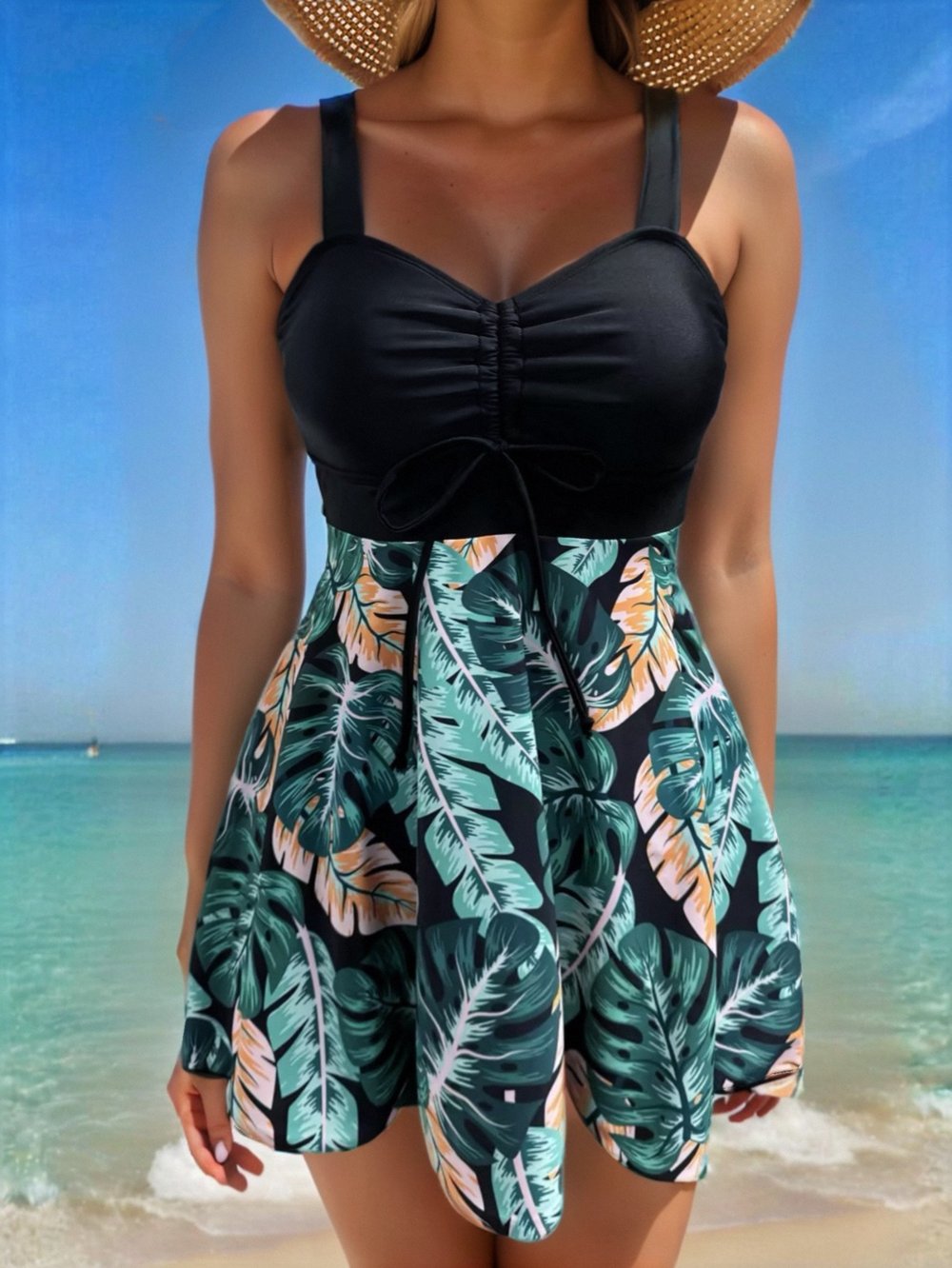 🔥👙2025 Damen-Badekleid mit V-Ausschnitt