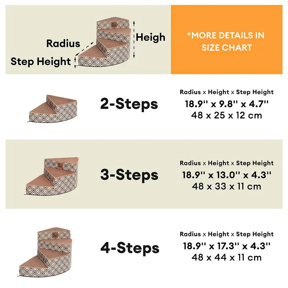 Boho Jacquard Anti-Rutsch Abnehmbare Schwamm Spiral Haustier Treppen – StepEase