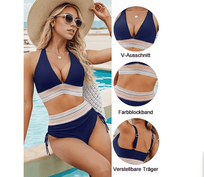 💖💃2025 Bikini-Sets mit hoher Taille und Bauchkontrolle im Farbblock-Design