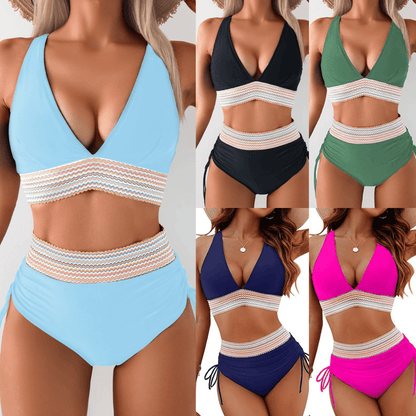 💖💃2025 Bikini-Sets mit hoher Taille und Bauchkontrolle im Farbblock-Design