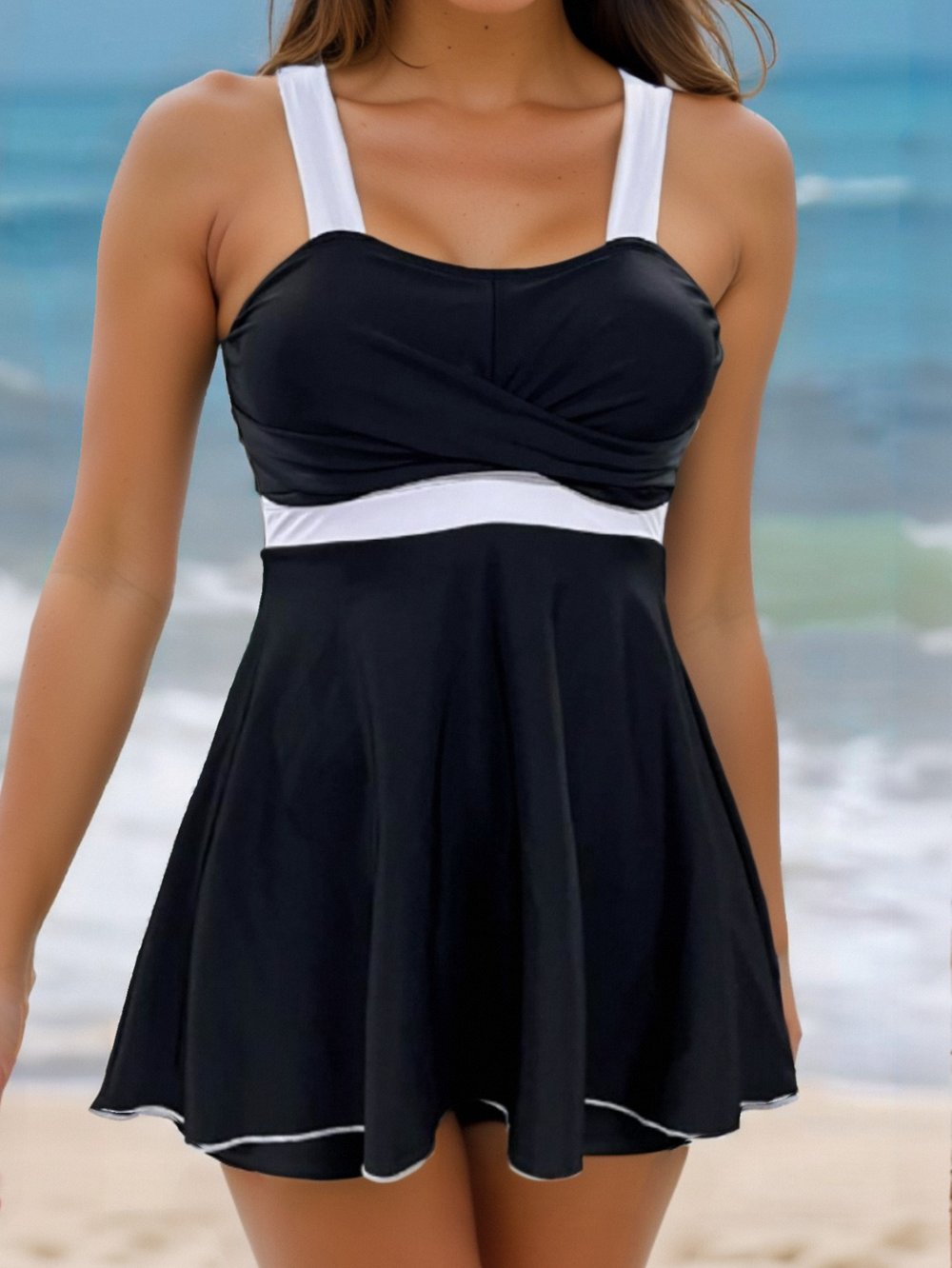 🔥👙2025 Damen-Badekleid mit V-Ausschnitt