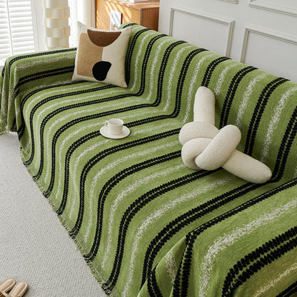 Dekorativer Streifen Quasten Chenille Sofaüberwurf