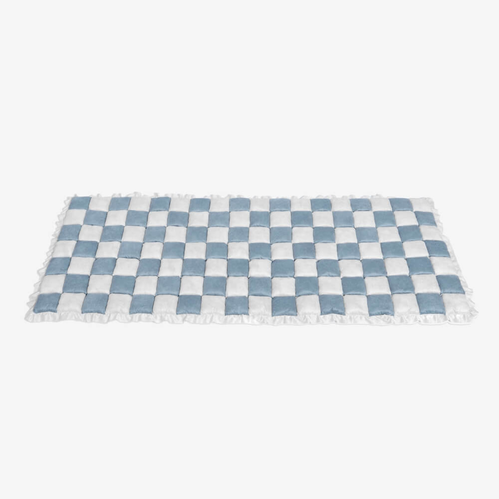 Cremefarbene Große Karierte Quadratische Flauschige Haustiermatte