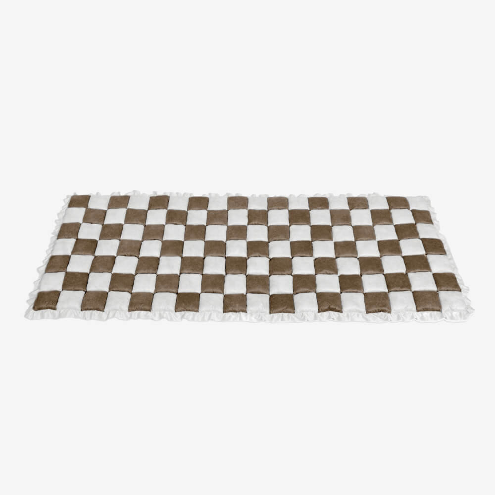 Cremefarbene Große Karierte Quadratische Flauschige Haustiermatte