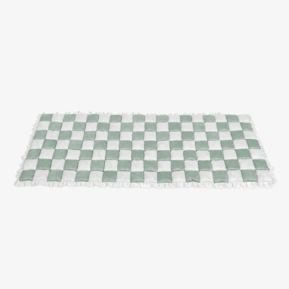 Cremefarbene Große Karierte Quadratische Flauschige Haustiermatte