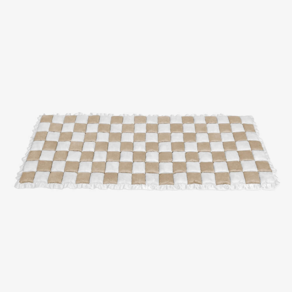 Cremefarbene Große Karierte Quadratische Flauschige Haustiermatte
