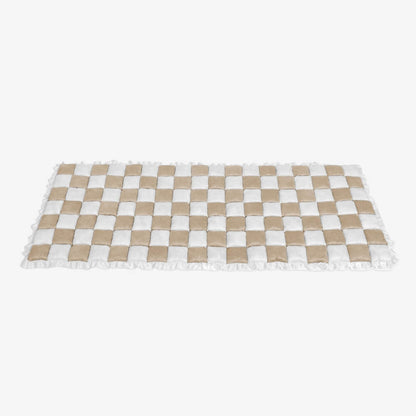 Cremefarbene Große Karierte Quadratische Flauschige Haustiermatte