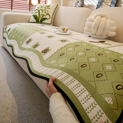 Chenille Kratzfester Stoff Landhausstil Unregelmäßig Geformter Rutschfester Sofabezug