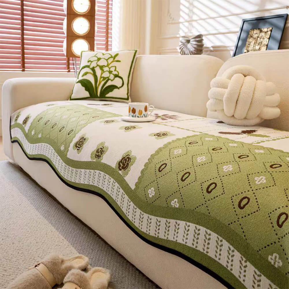 Chenille Kratzfester Stoff Landhausstil Unregelmäßig Geformter Rutschfester Sofabezug