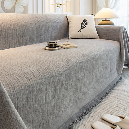 Creme Chenille Texturiertes Tierfreundliches Anti-Kratzer Sofaüberwurf