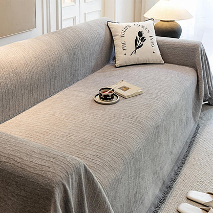 Creme Chenille Texturiertes Tierfreundliches Anti-Kratzer Sofaüberwurf