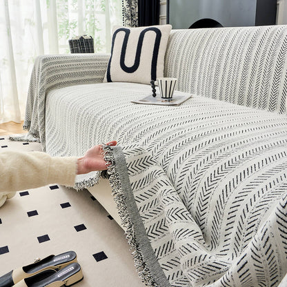 Elegante Fischgrät-Chenille-Textur Decke für Sofa
