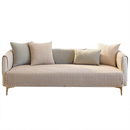 Retro Karierte gewaschene Baumwolle strapazierfähiger pillenfreier Sofaüberzug
