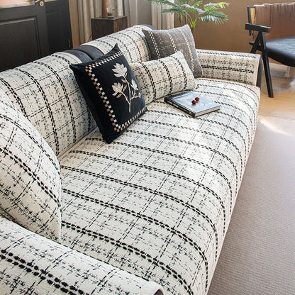 Eleganter karierter Jacquard-Chenille-Schutzbezug für das Sofa für alle Jahreszeiten