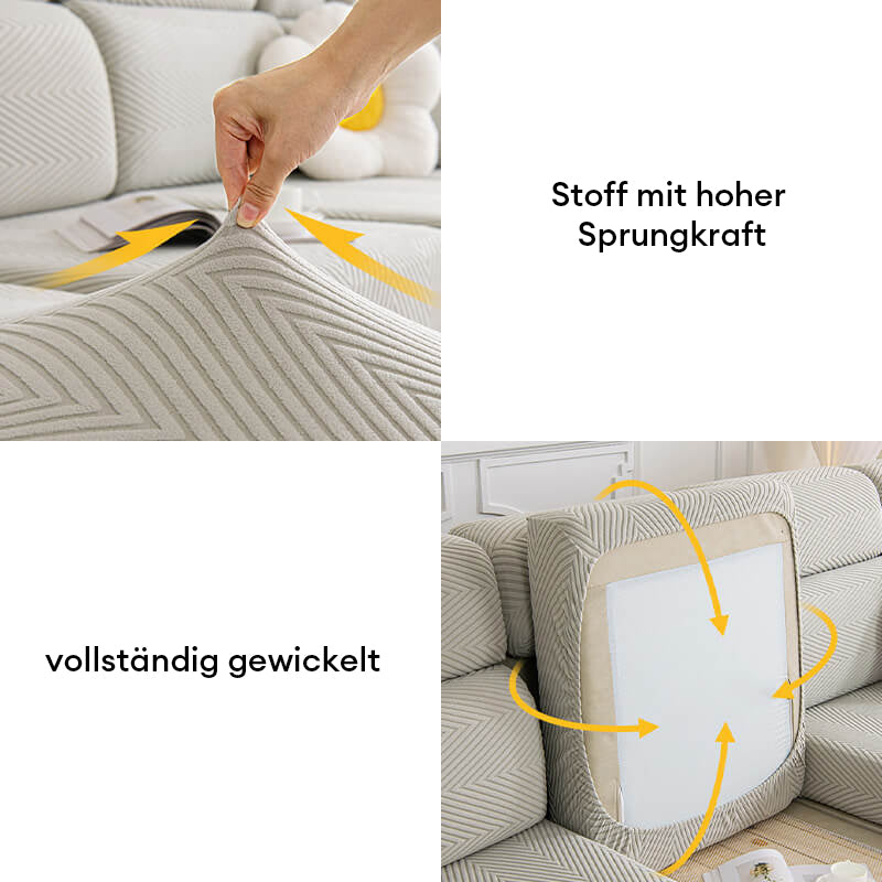 Komplett Umwickelter Sofabezug mit Fischgrätenmuster