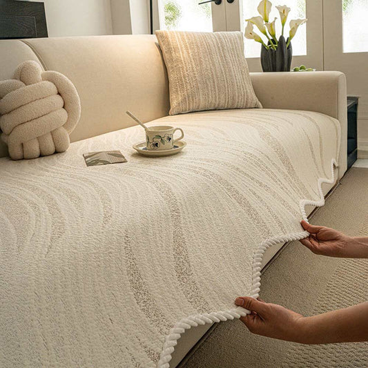 Kühl Berührung Eisseide Minimalistischer Stil mit geflochtenem Rand Couchbezug