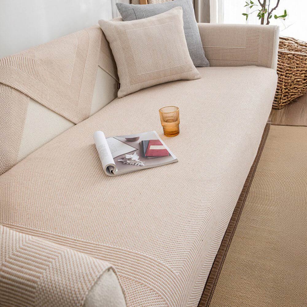 Dicke Texturierte Gewebe Baumwoll-Leinen Anti-Kratz Sofa Abdeckung