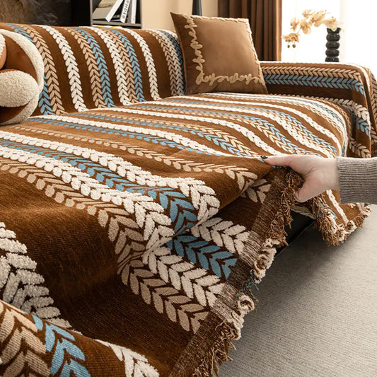 Alljahres Bunte Blatt Chenille Einteiler Wurf Sofa Bezug