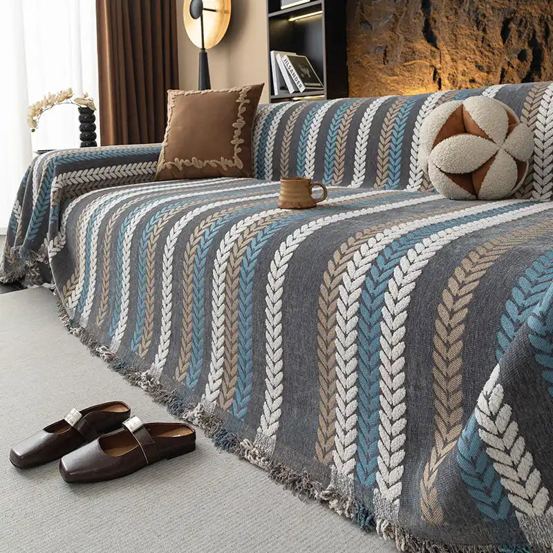 Alljahres Bunte Blatt Chenille Einteiler Wurf Sofa Bezug