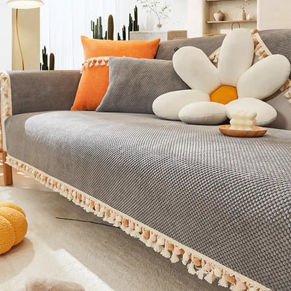 Boho Corduroy strapazierfähiger Sofaschoner mit Quasten
