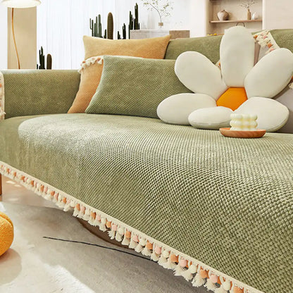 Boho Corduroy strapazierfähiger Sofaschoner mit Quasten