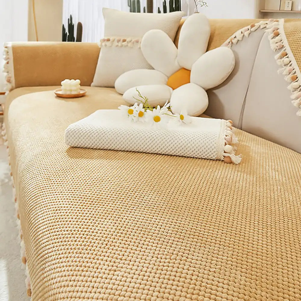 Boho Corduroy strapazierfähiger Sofaschoner mit Quasten
