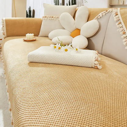 Boho Corduroy strapazierfähiger Sofaschoner mit Quasten
