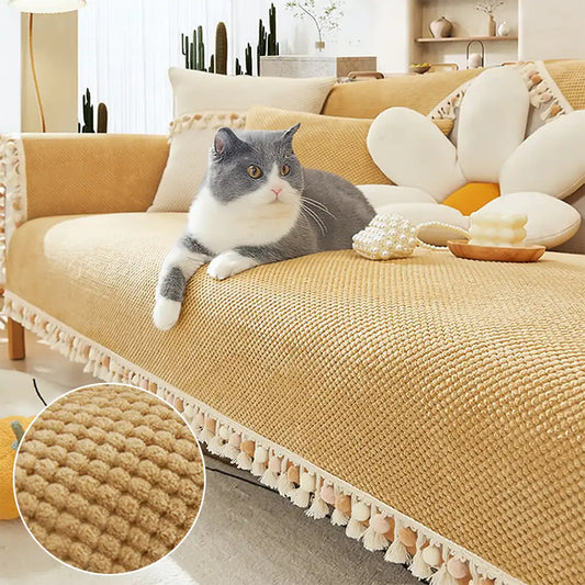 Boho Corduroy strapazierfähiger Sofaschoner mit Quasten