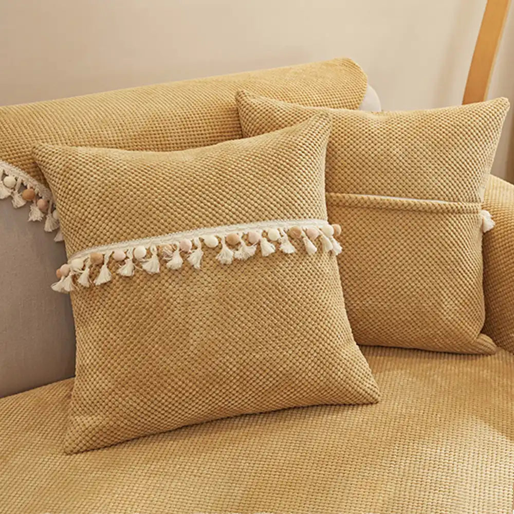 Boho Corduroy strapazierfähiger Sofaschoner mit Quasten