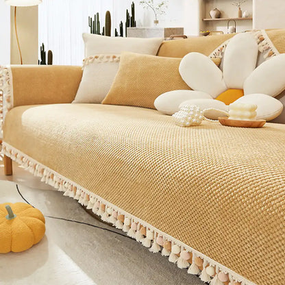 Boho Corduroy strapazierfähiger Sofaschoner mit Quasten