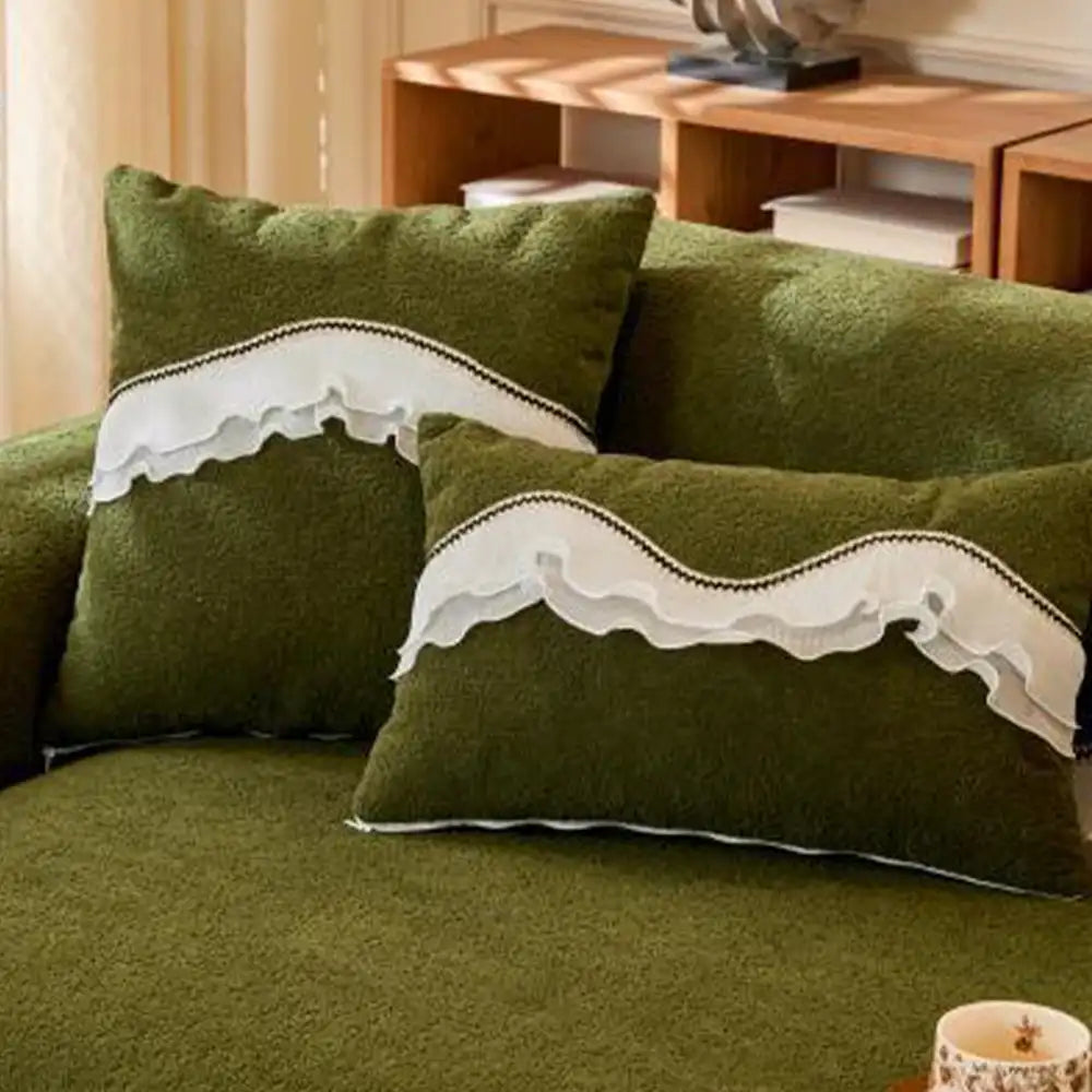 Elegante weiche Chenille rutschfeste Sofabezug mit Rüschensaum