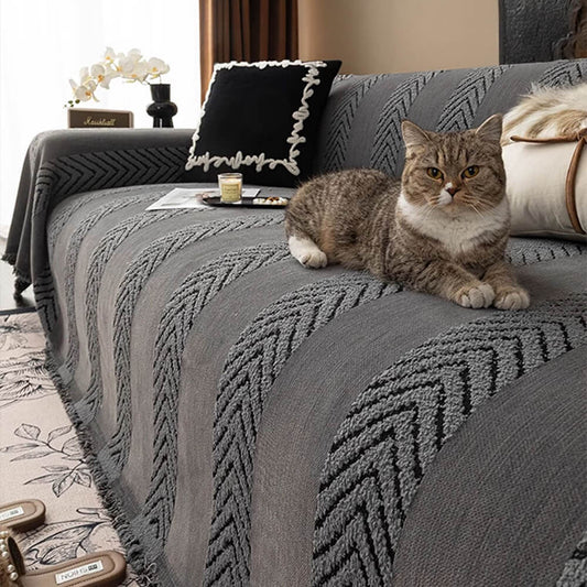 Heringbone Chenille langlebiger Wurfsofa-Bezug mit nahtloser Musterstickerei