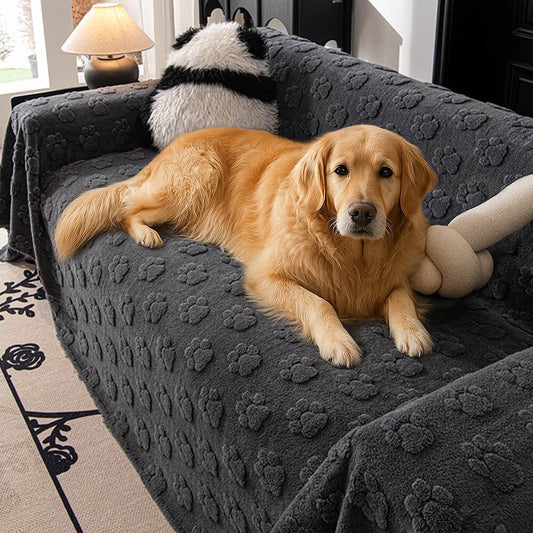 Plüsch Sofaschoner mit Pfotenmuster