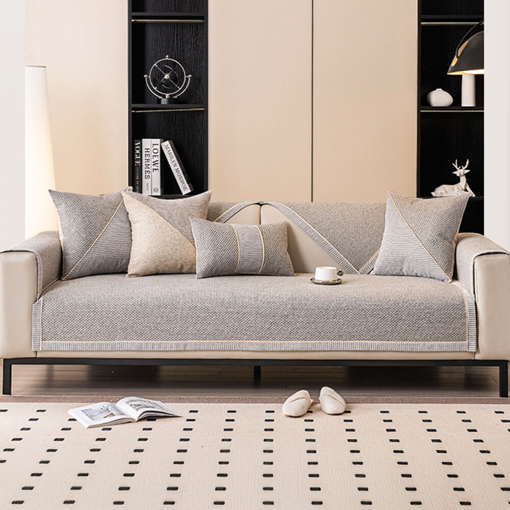 Atmungsaktive gewebte Baumwoll-Leinen rutschfeste Sofa-Abdeckung