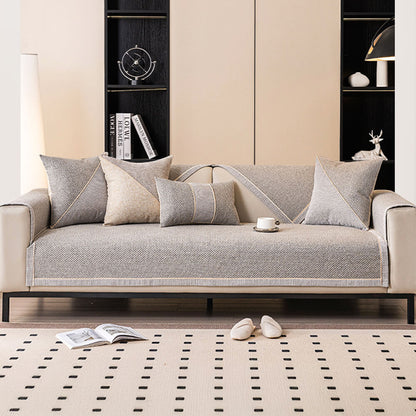 Atmungsaktive gewebte Baumwoll-Leinen rutschfeste Sofa-Abdeckung