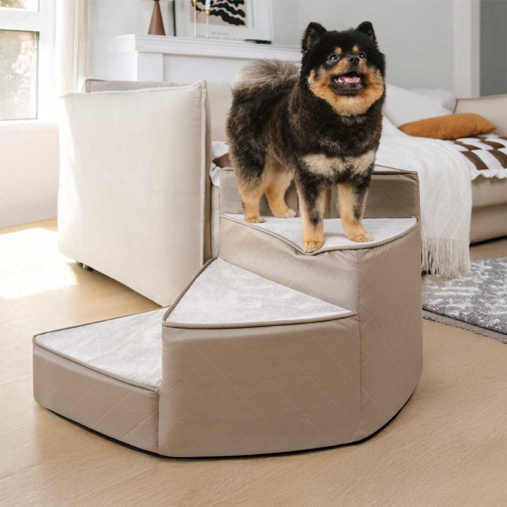 Luxe wasserabweisende Kunstleder abziehbare spiralförmige Haustiertreppe - StepEase