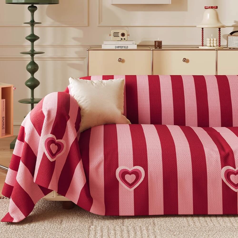 Trendy gestreifter Chenille-atmungsaktiver Sofaschutz-Couchbezug