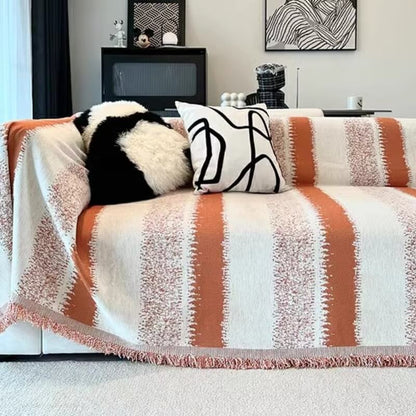 Trendy gestreifter Chenille-atmungsaktiver Sofaschutz-Couchbezug