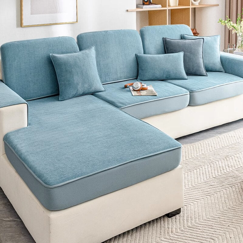 Universal-Stretch-Chenille-Möbelschutz mit Fischgrätenmuster