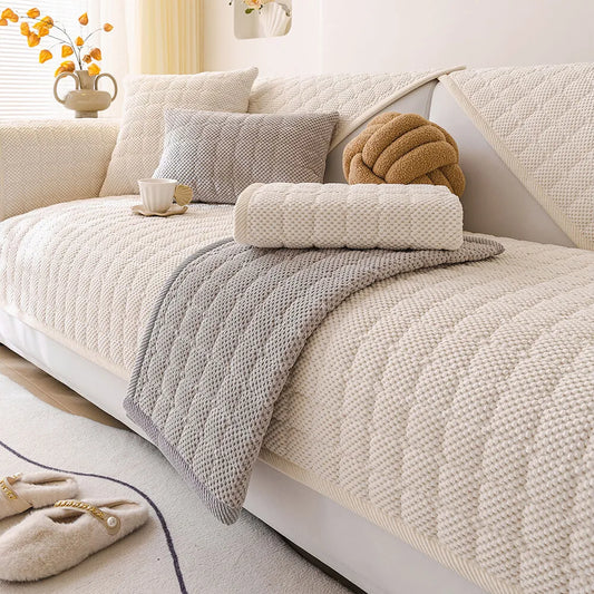 Gemütliche gesteppte Karostoff Cord-Überwurf dicke rutschfeste Couchdecke